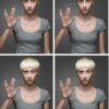 Femme blonde fait salut vulcain.