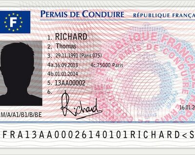 Permis de conduire français, format carte d'identité.