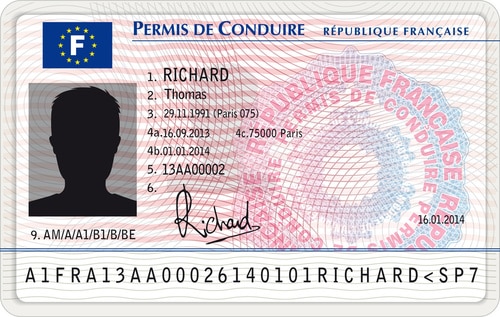 Permis de conduire français, format carte d'identité.