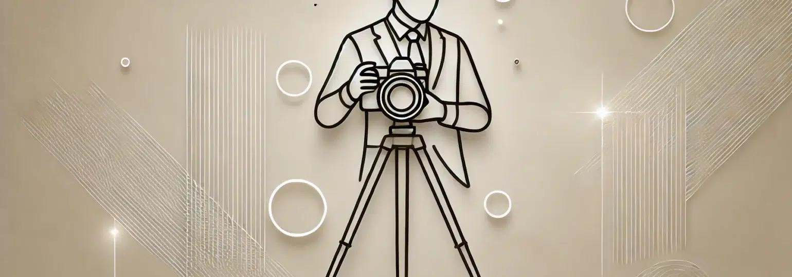 Silhouette d'un photographe avec appareil photo sur trépied.
