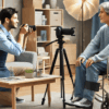 Photographe capturant un homme assis en fauteuil roulant.