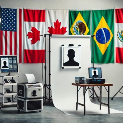 Studio photo avec drapeaux internationaux.