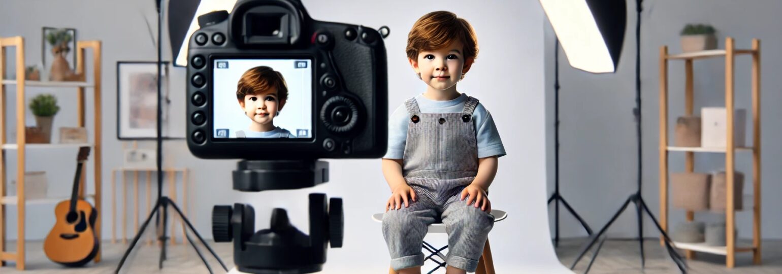 Photo d’identité ANTS pour enfants, réalisée à domicile avec éclairage professionnel.