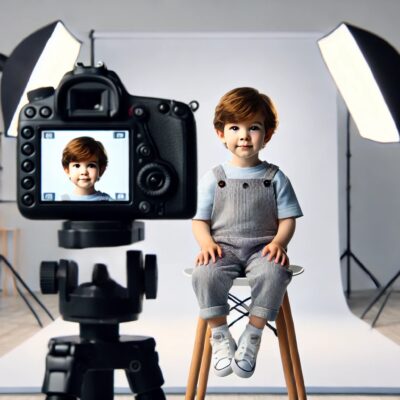 Photo d’identité ANTS pour enfants, réalisée à domicile avec éclairage professionnel.