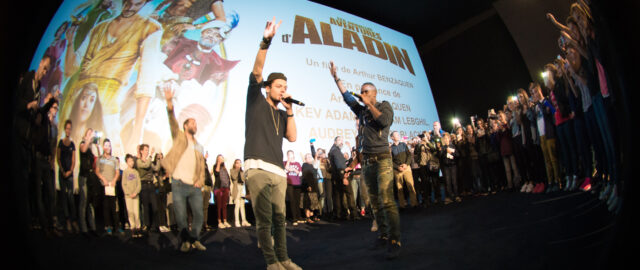 Projection publique du film Les Nouvelles Aventures d'Aladin.