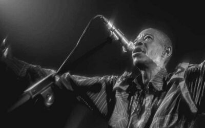 Chanteur sur scène avec un micro.