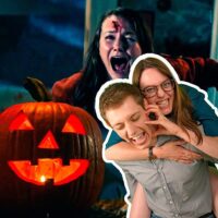 Citrouille d'Halloween et réaction de surprise.