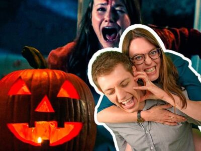 Citrouille d'Halloween et réaction de surprise.