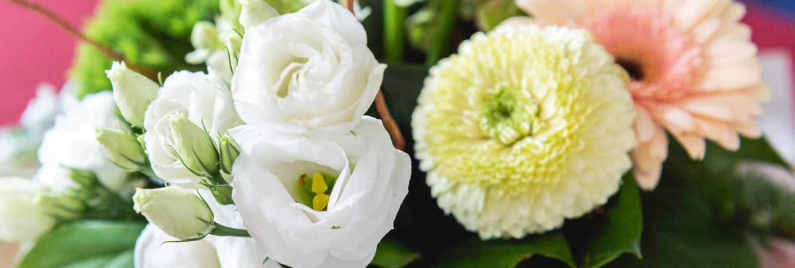 Bouquet de fleurs blanches et roses