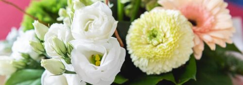 Bouquet de fleurs blanches et roses