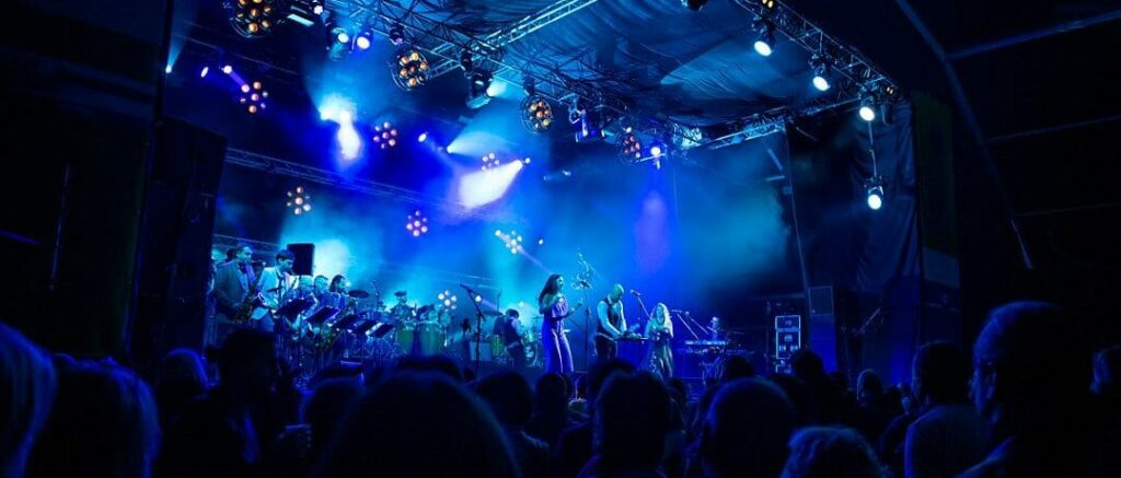 Image du groupe Who the Cuban lors d’un concert, illustrant leur fusion musicale unique.