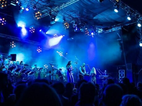Image du groupe Who the Cuban lors d’un concert, illustrant leur fusion musicale unique.