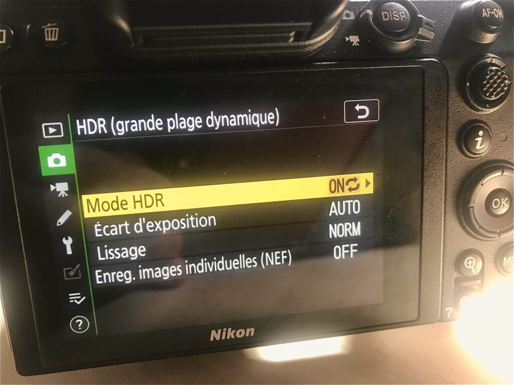 comment activer le mode hdr dans le menu du nikon z6
