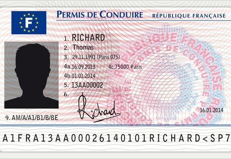 Permis de conduire français, format carte d'identité.