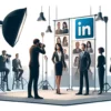 Photographes et modèles sur un plateau LinkedIn.