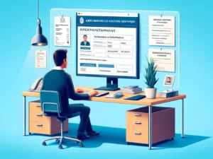 Homme travaillant à un bureau avec un ordinateur