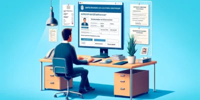 Homme travaillant à un bureau avec un ordinateur