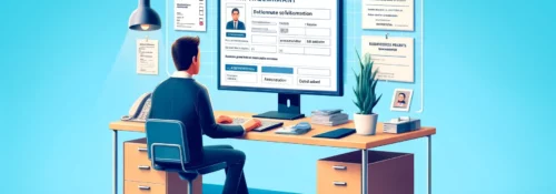 Homme travaillant à un bureau avec un ordinateur