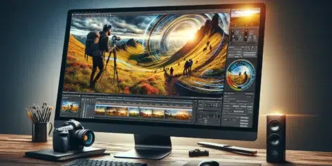 Écran d'ordinateur montrant l'édition photo avancée.