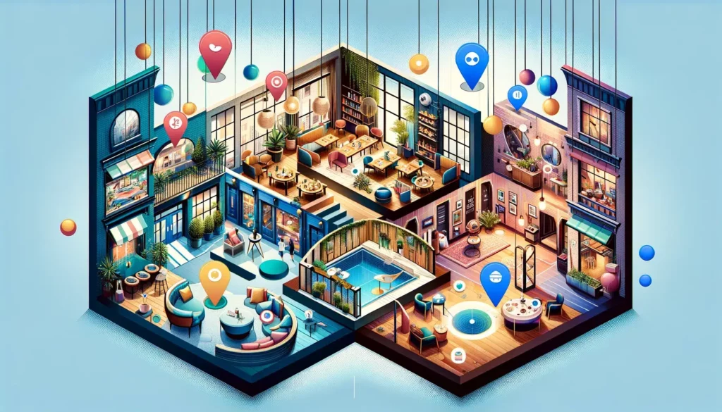 Illustration futuriste de lieux modernes et connectés.