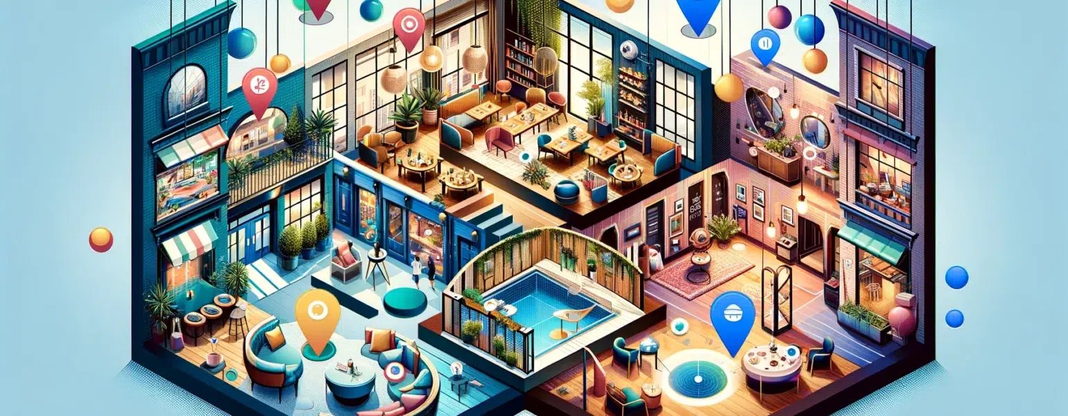 Illustration futuriste de lieux modernes et connectés.