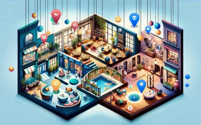 Illustration futuriste de lieux modernes et connectés.