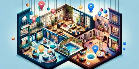 Illustration futuriste de lieux modernes et connectés.