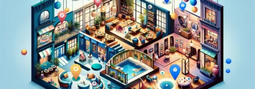 Illustration futuriste de lieux modernes et connectés.