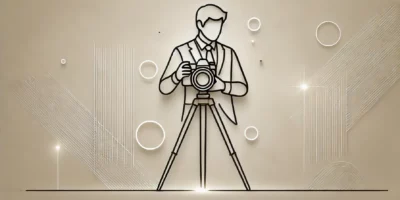 Silhouette d'un photographe avec appareil photo sur trépied.