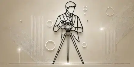 Silhouette d'un photographe avec appareil photo sur trépied.