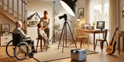 Séance photo familiale dans un salon lumineux.