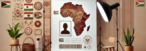 Décoration africaine avec carte et drapeaux.