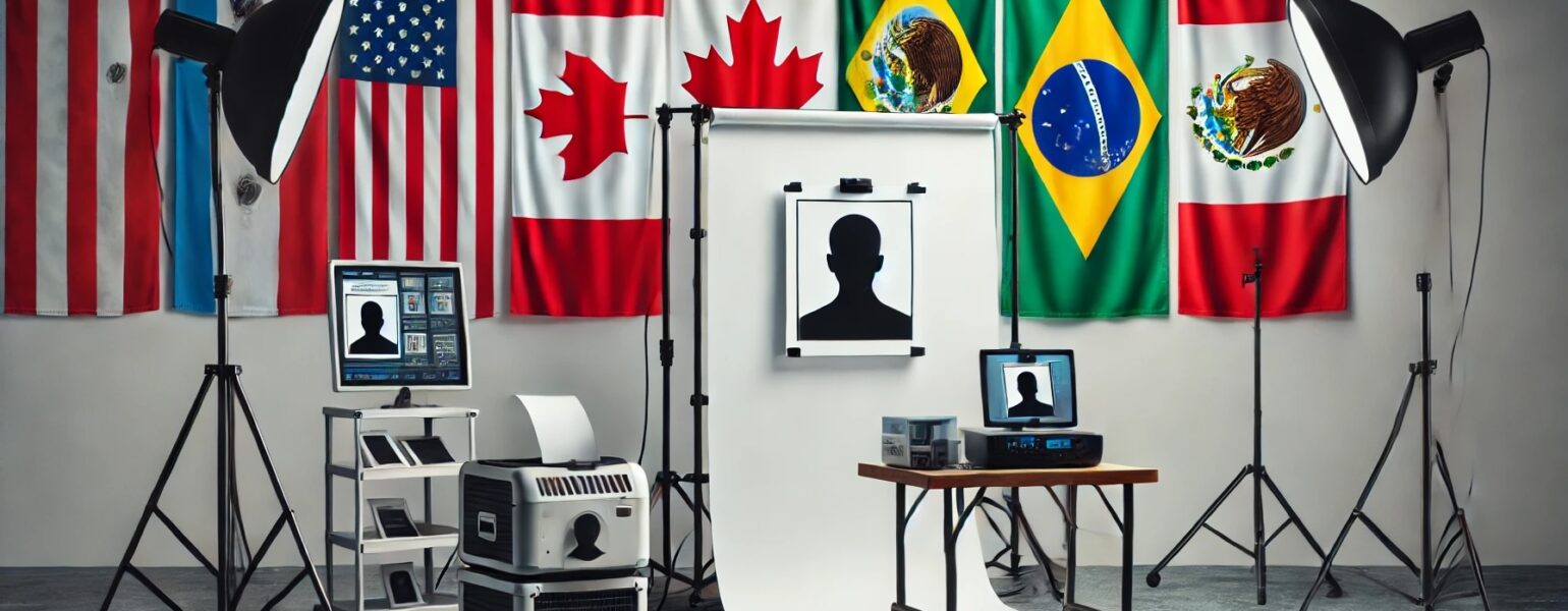 Studio photo avec drapeaux internationaux.