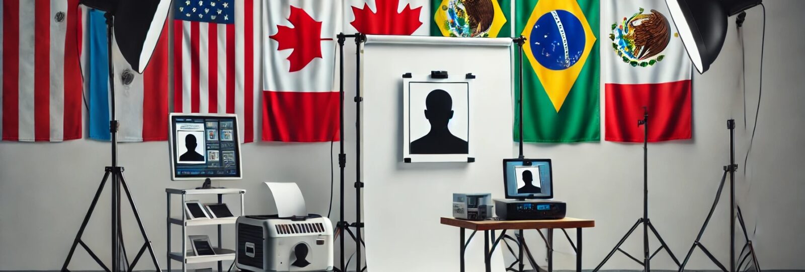 Studio photo avec drapeaux internationaux