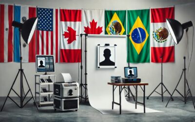 Studio photo avec drapeaux internationaux.