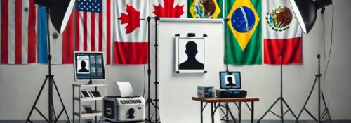 Studio photo avec drapeaux internationaux.