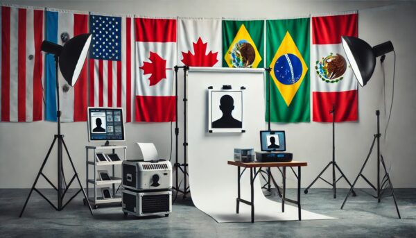 Studio photo avec drapeaux internationaux