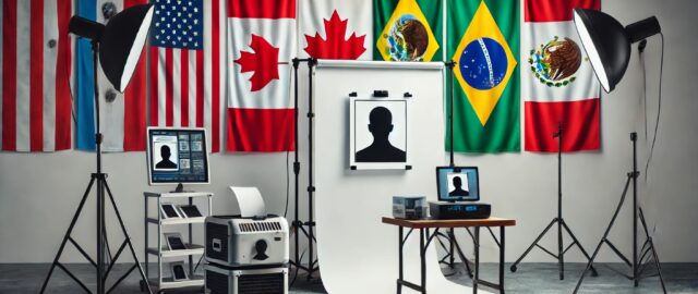 Studio photo avec drapeaux internationaux