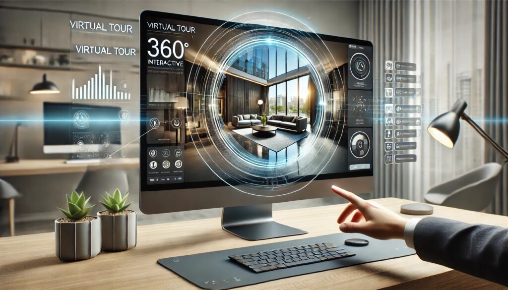 Visite virtuelle interactive sur ordinateur moderne.