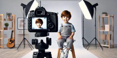 Photo d’identité ANTS pour enfants, réalisée à domicile avec éclairage professionnel.