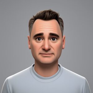 Illustration 3D d'un homme sérieux.