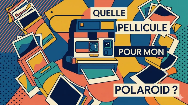 Illustration d'un appareil photo Polaroid avec la question quelle pellicule.