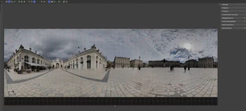 Panorama de la Place Stanislas dans un logiciel de montage.