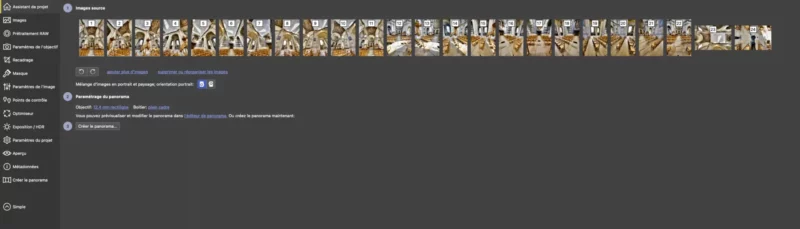 Interface logicielle montrant une série de photos d'une église.