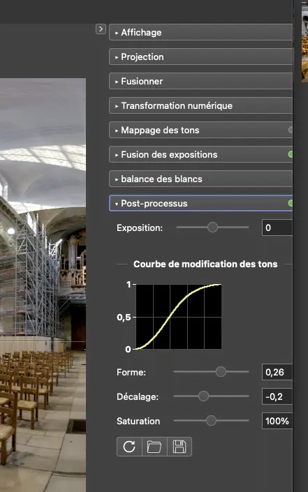 Interface de logiciel de retouche photo avec réglages d'exposition.